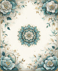 Floral Mandala Art on Cream Background Rug