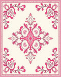Pink Floral Scrollwork Medallion Pattern Rug