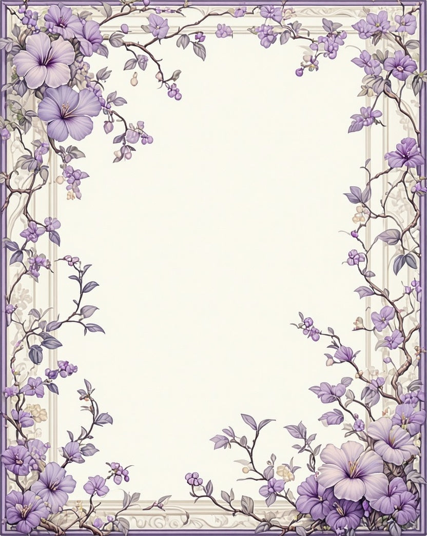 Floral Border With Lavender Accents Rug
