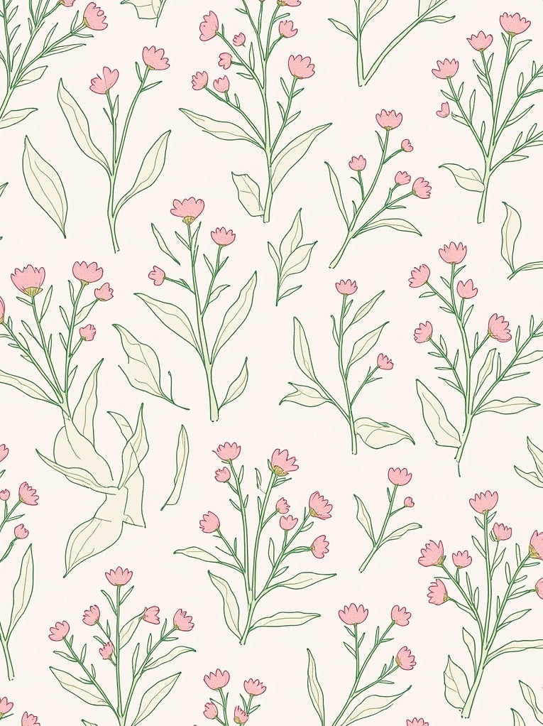 Delicate Pink Floral Vine Pattern Rug