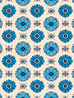 Blue Floral Mandala Pattern Design Rug