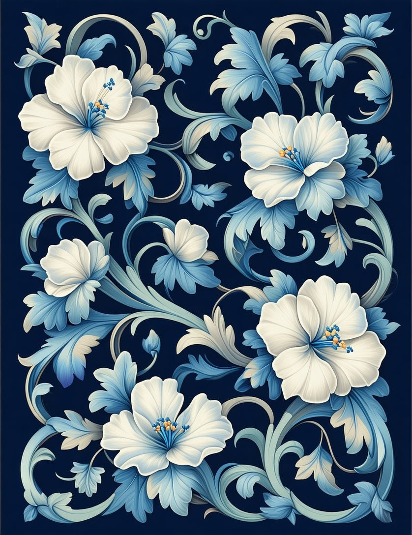 Classic Floral Vine Cobalt Rug