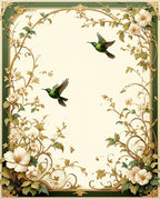 Emerald Birds Vine Floral Design Rug