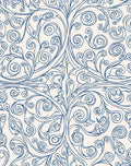 Classic Blue Scrollwork Floral Design Rug