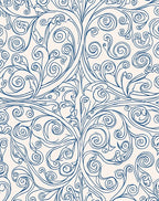 Classic Blue Scrollwork Floral Design Rug