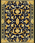 Ornate Gold Leaf Floral Design Rug