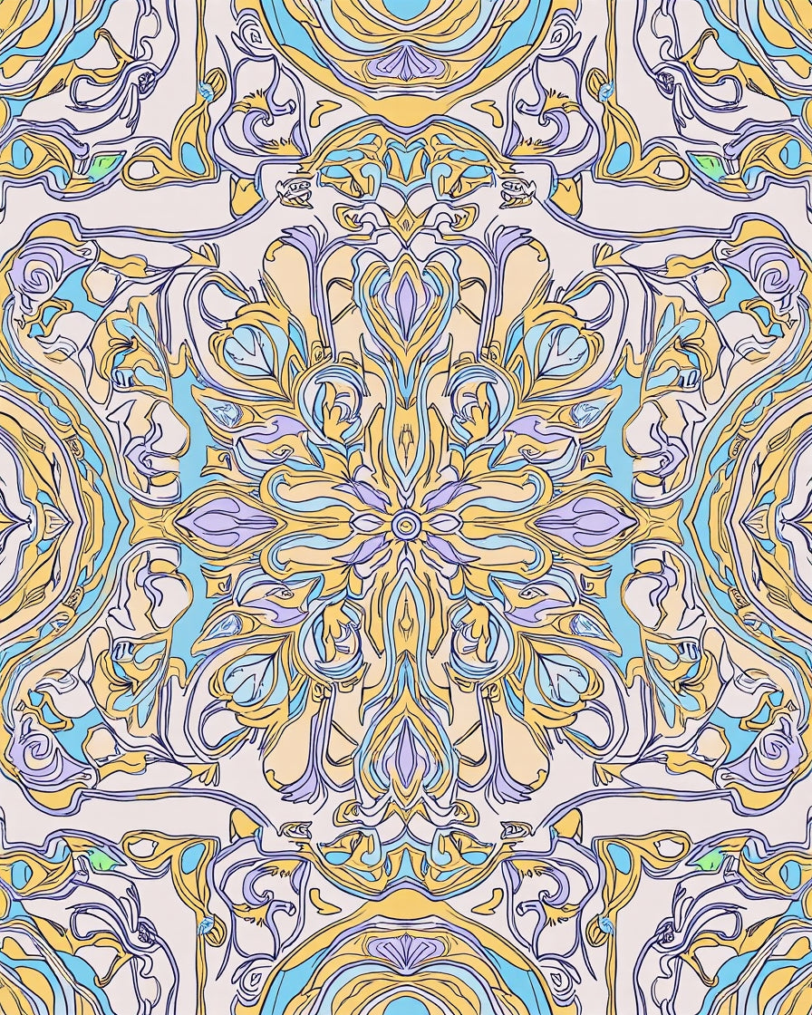 Ornate Soft Pastel Mandala Design Rug