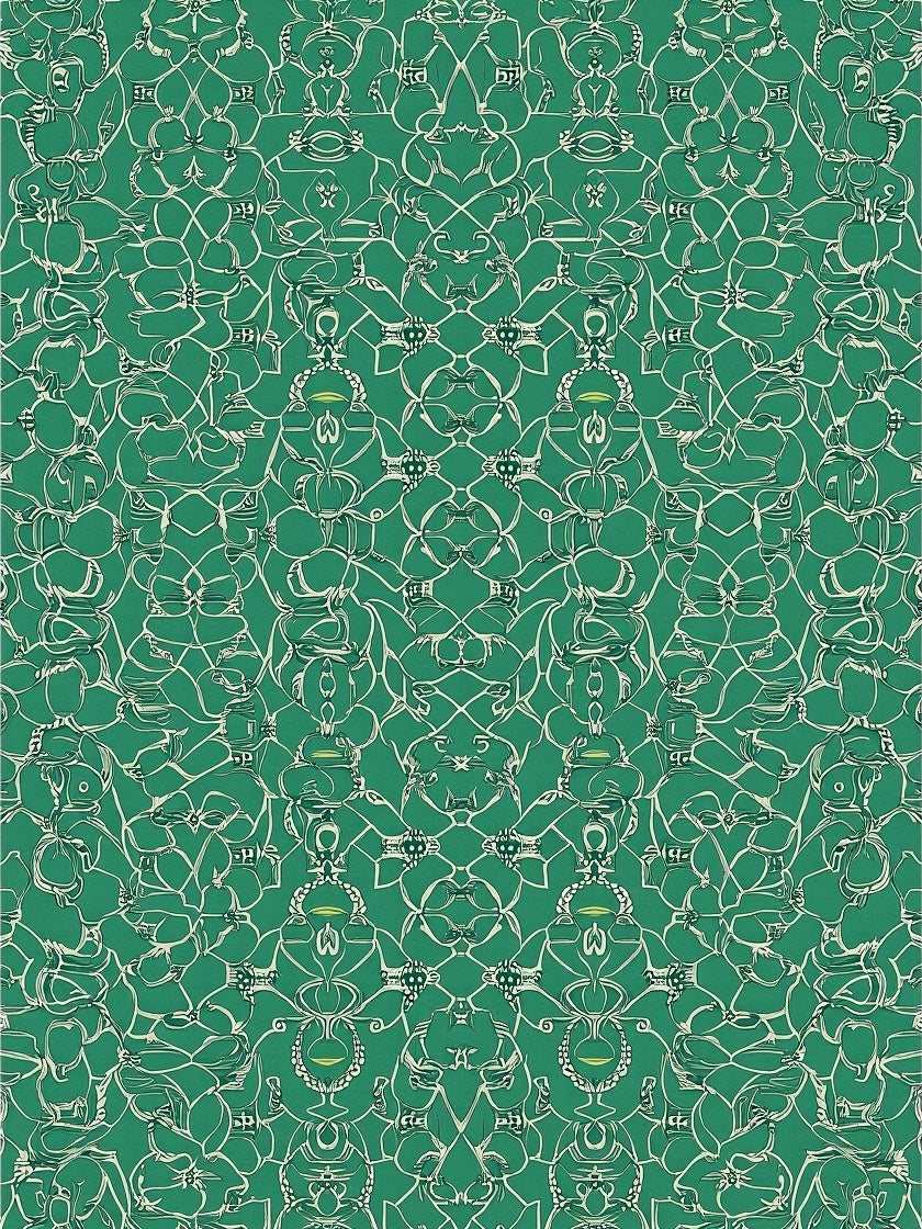 Green Vintage Ornate Pattern Rug
