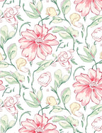 Pink Blossom Watercolor Floral Pattern Rug
