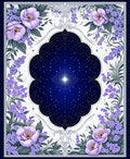 Elegant Starry Night Floral Frame Rug