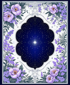 Elegant Starry Night Floral Frame Rug
