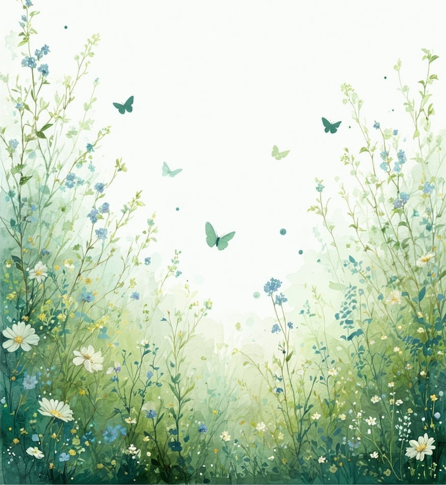 Spring Meadow Butterfly Floral Garden Rug
