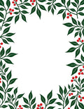 Green Leaf Red Berry Border Rug