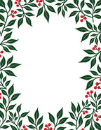 Green Leaf Red Berry Border Rug