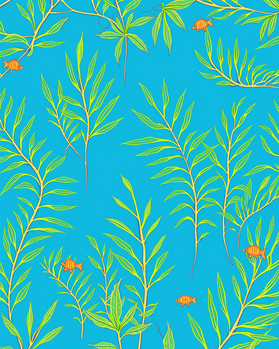 Oceanic Underwater Flora Fauna Design Rug