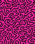 Bold Pink Black Abstract Maze Rug