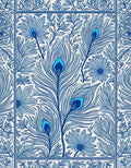 Blue Peacock Feather Floral Pattern Rug
