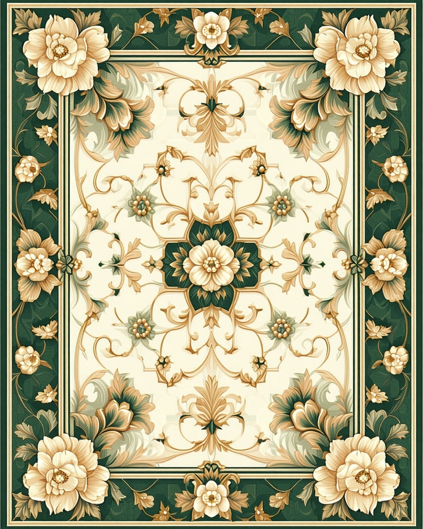 Elegant Floral Scrollwork Rug