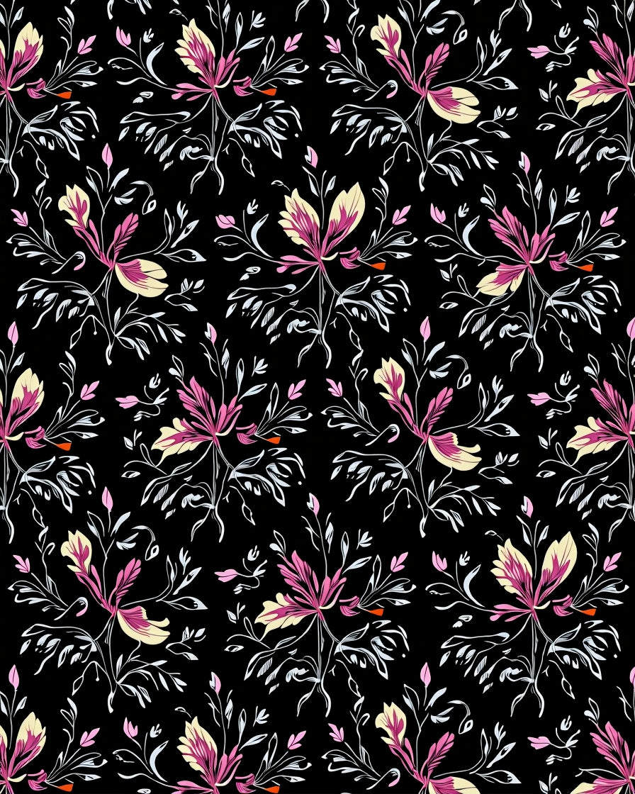 Classic Floral Dark Background Rug