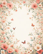 Whimsical Floral Butterfly Garden Design Rug