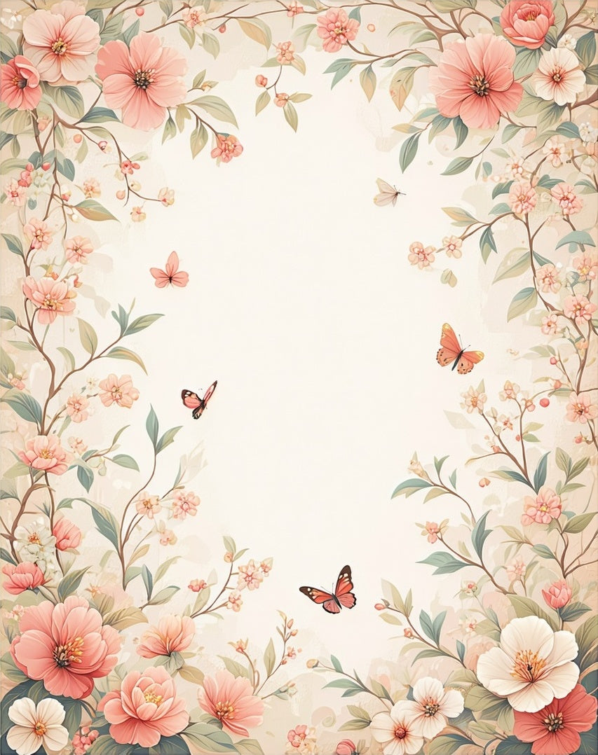 Whimsical Floral Butterfly Garden Design Rug