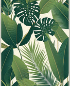 Lush Green Tropical Leaf Pattern Rug