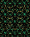 Exotic Emerald Gold Floral Pattern Rug