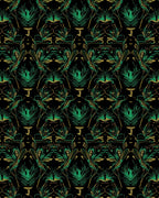 Exotic Emerald Gold Floral Pattern Rug