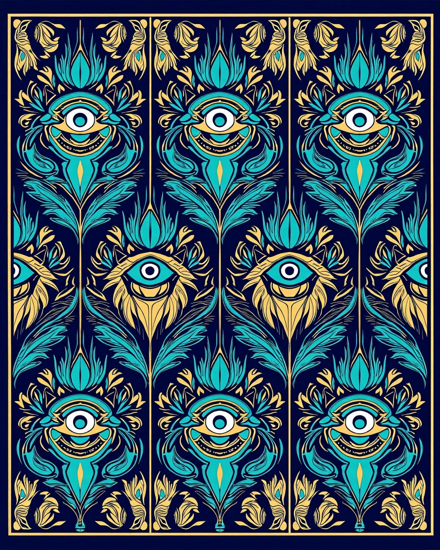 Mystic Eye Peacock Feather Pattern Rug