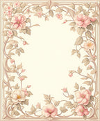 Soft Pink Floral Vine Scroll Rug