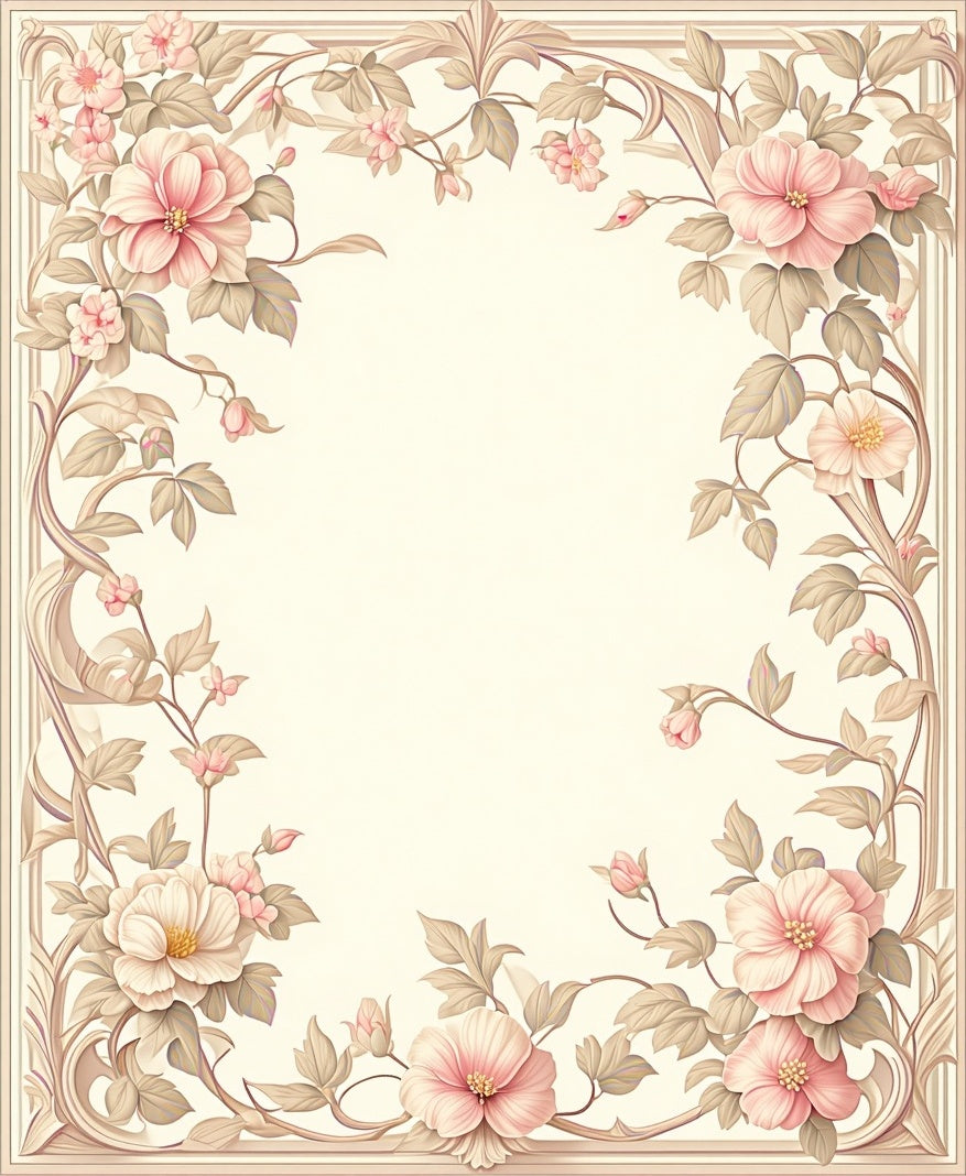 Soft Pink Floral Vine Scroll Rug