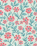 Coral Floral Vine Pattern Rug