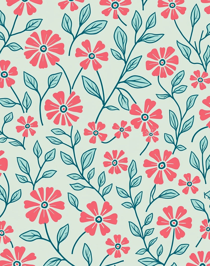 Coral Floral Vine Pattern Rug