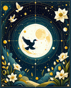 Celestial Birds Floral Night Sky Rug