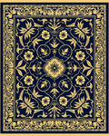 Elegant Floral Patterned Indigo Rug