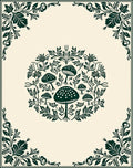 Dark Green Mushroom Floral Mandala Pattern Rug