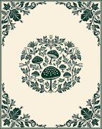 Dark Green Mushroom Floral Mandala Pattern Rug
