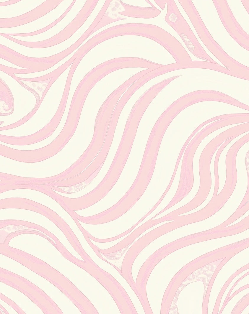 Soft Pink Wavy Swirl Abstract Rug