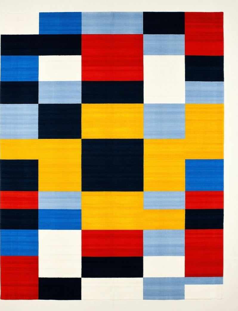 Bold Geometric Primary Colors Rug