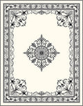 Elegant Black Floral Frame Design Rug