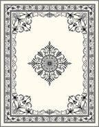 Elegant Black Floral Frame Design Rug