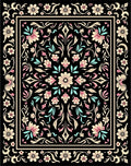 Ornate Floral Symmetry Design Rug