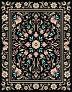 Ornate Floral Symmetry Design Rug
