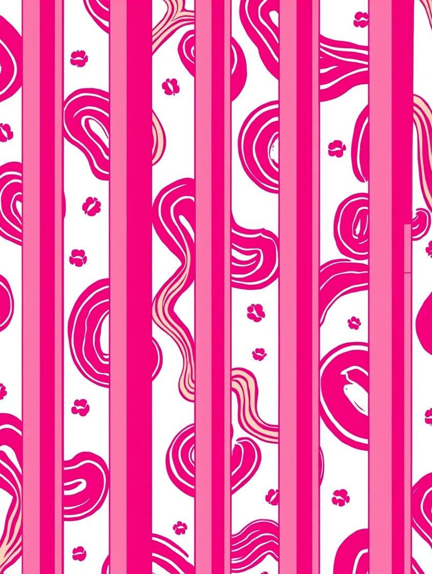 Vibrant Pink Stripe Swirl Pattern Rug
