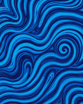 Abstract Swirls Blue Pattern Design Rug