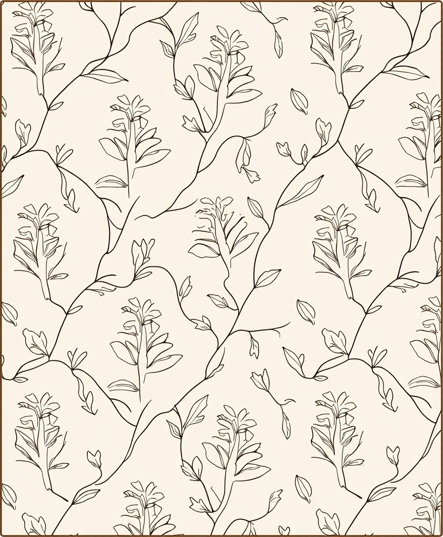 Floral Vine Line Art Rug