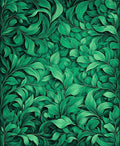 Lush Green Leaf Scroll Pattern Rug