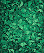 Lush Green Leaf Scroll Pattern Rug
