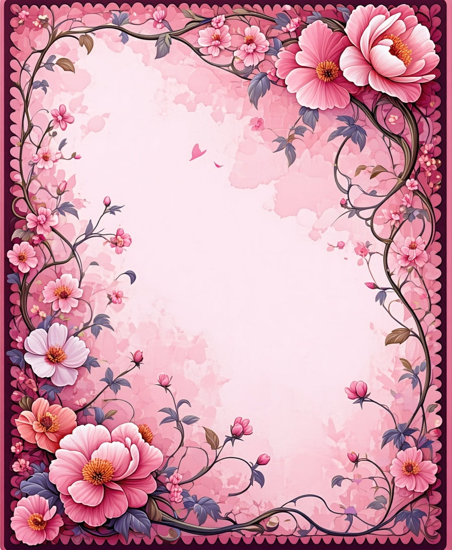 Pink Floral Vine Artful Rug