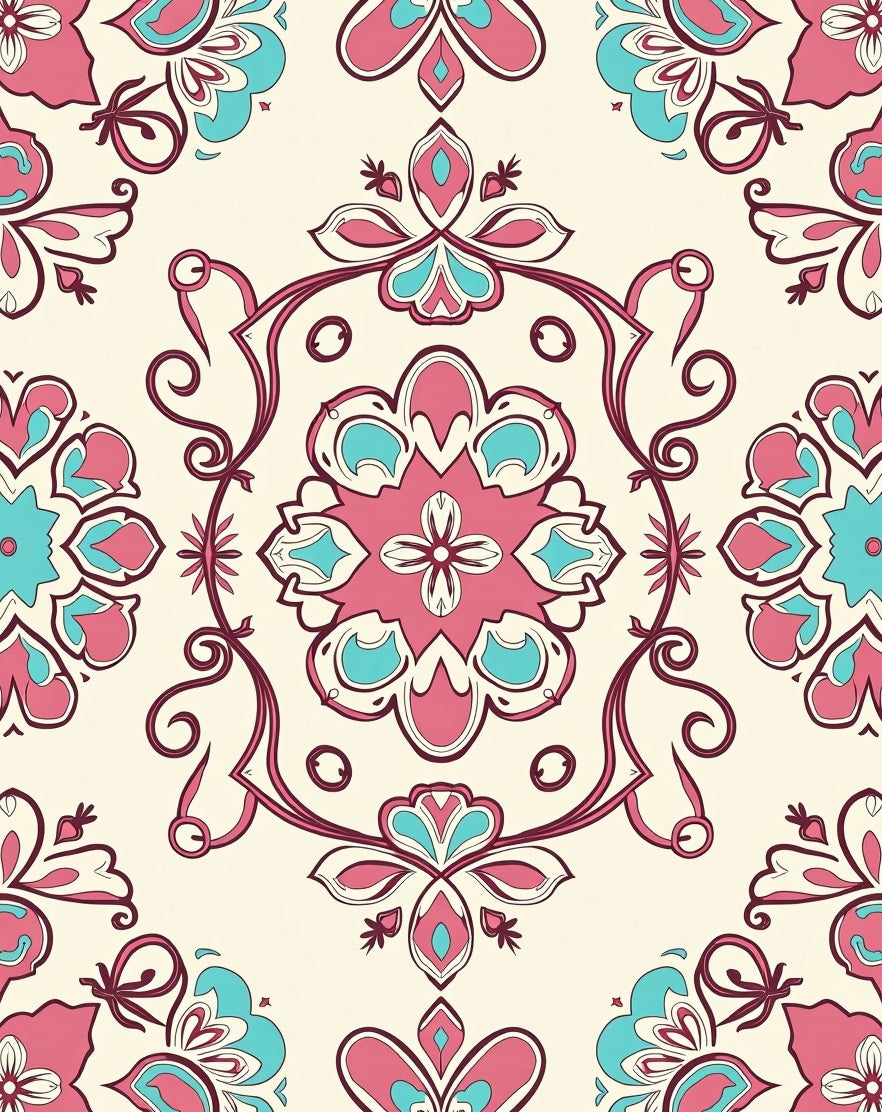 Vintage Floral Mandala Patterned Rug